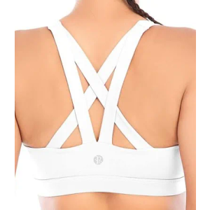 RUNNING GIRL Sports Bras for Women High Support, CrissCross Back Strappy Sports Bras for Women with Sewn in Pads(WX3081_White_M)