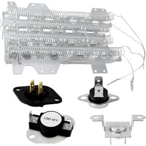 DC47-00032A Dryer Heating Element Kit Replacement for 3 Wire Sam.sung DC93-00154A Heater, include DC96-00887A DC47-00016A Thermal Fuse, DC47-00018A Thermostat, DC32-00007A Thermistor by TOMOON