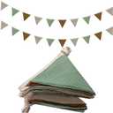 Oudain 15.5 ft Pennant Banner Flags, 2 Pcs Nursery Garland Triangle Bunting Flag Baby Banner for Nursery Decor Baby Birthday Boho Wedding Shower Party Event, Each 7.75 ft(Retro Color)
