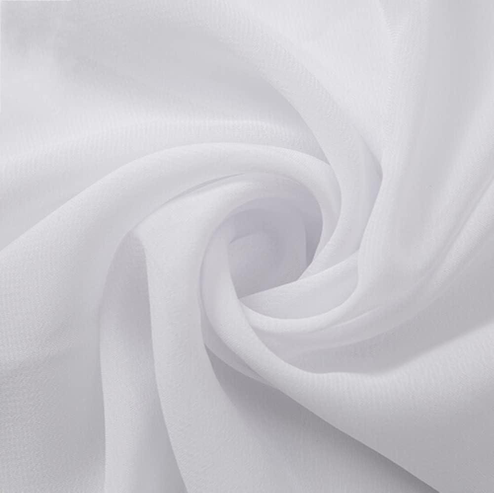 58" Solid Color Chiffon Fabric Rustic Sheer Bridal Wedding Party Decorations Backdrop, White, 10 Yards