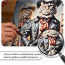 DRLWGTY Framed Canvas Wall Art, Cat in Western Cowboy Outfit, Hand-Embellished with Glitter,Abstract Animal Large Poster for Bedroom, Living Room Wall Decor, Ready to Hang (Cat, 28 * 40 in, Framed)