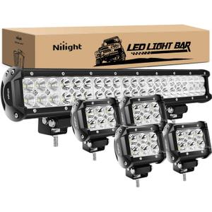 Nilight - ZH003 20Inch 126W Spot Flood Combo Led Light Bar 4PCS 4Inch 18W Spot LED Pods Fog Lights for Jeep Wrangler Boat Truck Tractor Trailer Off-Road