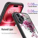 FUNMIKO for iPhone 16 Case Wireless Charging & Military-Grade Protection - Trendy Fruit Design for Women Girls, Matte Non-Slip Phone Cover with Shockproof Corners - Pink Blossoms