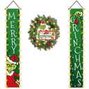 Front Door Sign Banner Christmas Decorations, Merry Christmas Theme, Yard Sign Banner Home Office Fireplace Christmas New Year Party Decorations Supplies (Style 3)