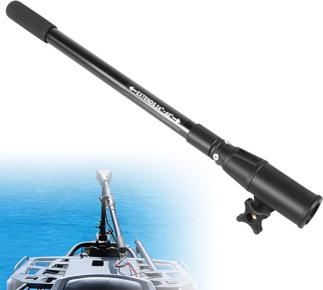 MKA-44 Telescoping Extension Handle Compatible with Minn Kota Transom-Mount Trolling Motors & Most Hand-Steer Outboard Motors | 24" to 40" Adjustable, Tool-Free Install for Enhanced Control