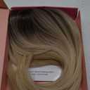 Ms Taj 12 Inch Hair Topper for Women with Thinning Hair, 6.5"x6.5" Large Base Synthetic Hair Topper with Bangs, Ladies-Ombre Blonde with Dark Root