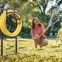 Fire Beauty Heavy-Duty Portable Garden Hose Holder with Storage Basket,120+ lbs Capacity, Holds 180ft 1/2" Hose,Dual Support Rods & Rustproof Screws,Modern Geometric Design