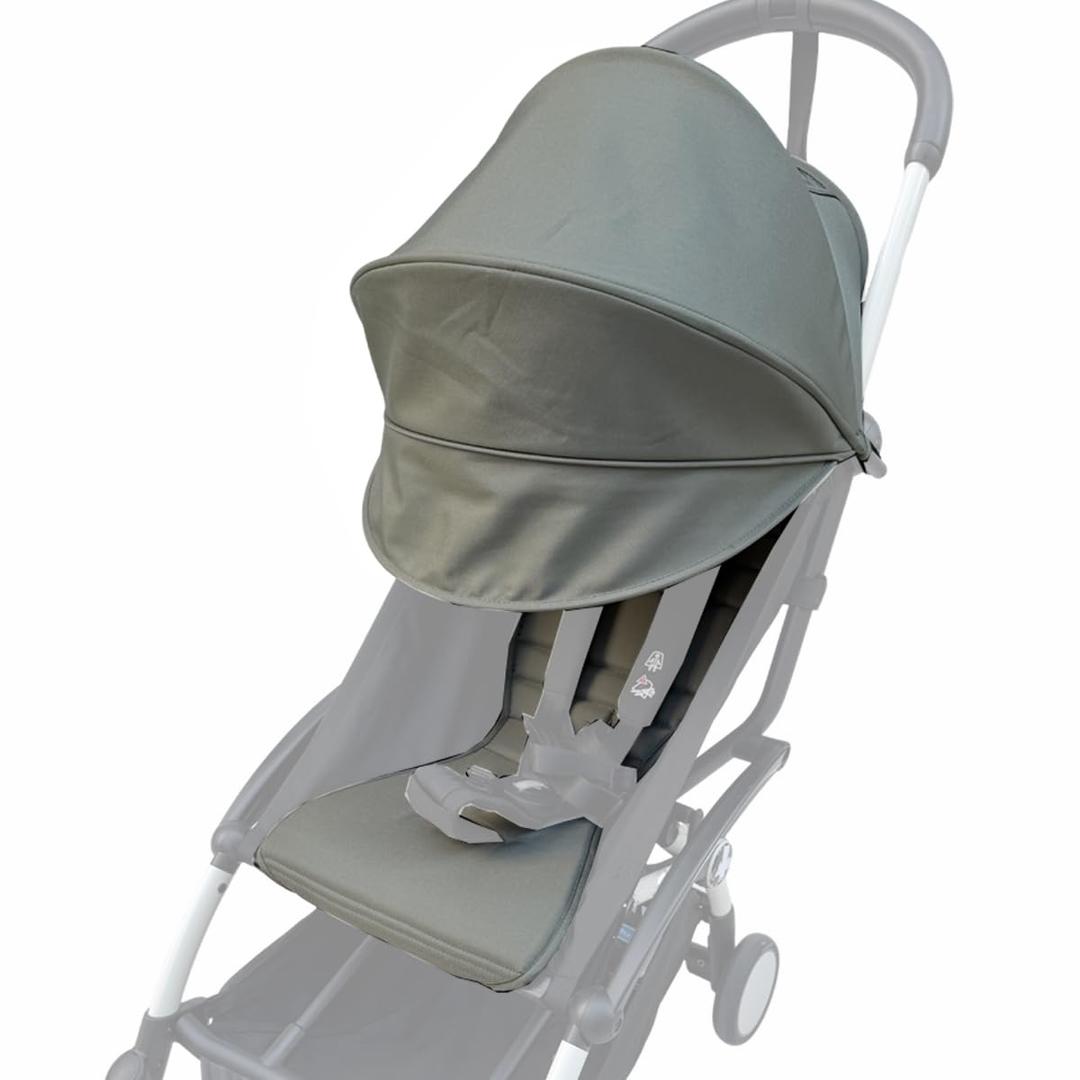 Stroller Replacement Set Compatible with Babyzen YOYO/YOYO+/ YOYO2/Stokke YOYO3, 6+ Color Pack, Thickened Seat Cushion and Extendable Canopy, Water-Repellent Breathable Fabric (Olive)