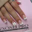 24Pcs Press on Nails Short Square Fake Nails White French Tip Glue on Nails Full Cover Glossy Nude Pink with Bow Nail Rhinestones Designs False Nails Acrylic Stick on Nails for Women Daily Wear Nails