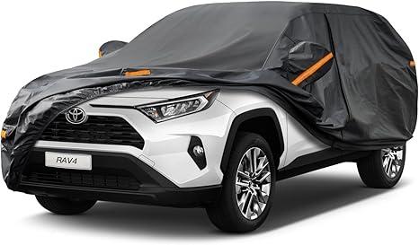 Kayme 7 Layers SUV Car Cover Custom Fit for Toyota RAV4 (2006-2025), Waterproof All Weather for Automobiles,Rain Sun UV Protection.Black
