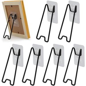 6-Pack Adjustable Picture Frame Easel Stands, Heavy Duty Stainless Steel Photo Frame Holder Back with Self-Adhesive for 5.9 to 10.2 inch Frames
