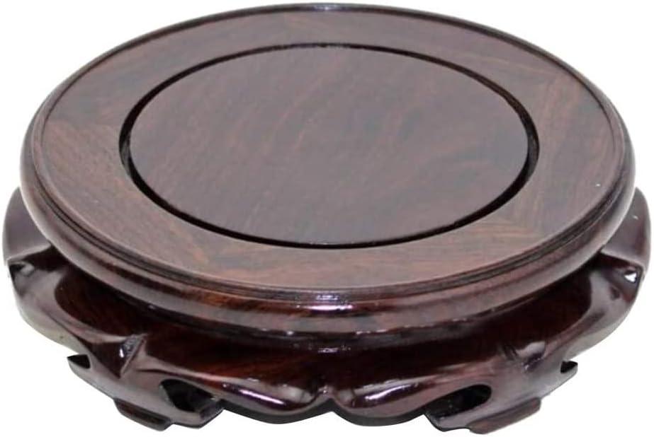 Oriental Furniture Wooden Display Stand Base Lotus Pedestal Vase Base Table Lamp Teapot Base Black Catalpa Furniture Stable Home Decoration Size9 (2.60x1.38in)