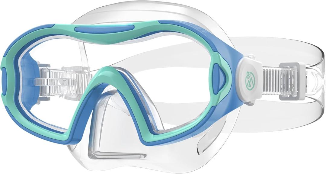 OutdoorMaster Stingray Kids Swim Goggles with Nose Cover, Swim Diving Mask for Kids, Anti-Fog Swimming Goggles for Boys and Girls, Age 5-12 (Blue Frame+Clear Lens)