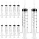 12 Pack Plastic 30ml Syringes with Cap, Sterile Syringe Individually Packaged for Labs, Liquid Measuring, Feeding Pets, Oil or Glue Applicator