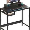Computer Desk - 32 Inch Home Office Desk with Storage, Gaming Desk with Monitor Stand, Modern Simple Study Table, Adjustable Storage Space, Black