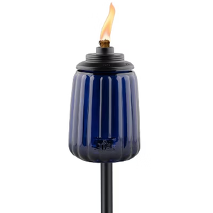 TIKI 65" Twilight Box Steel/Glass Outdoor Torch Blue