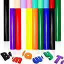 MEVOREW Puff Vinyl Heat Transfer-18 Pcs Puff HTV Heat Transfer Vinyl Sheets Assorted Colors, 3D Puffy Iron on Vinyl for Tshirts, DIY Crafts, Compatible with Cricut& All Cutters, Easy to Cut& Weed
