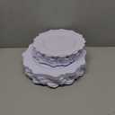 COLOSUS 60PCS White Plastic Plates for 30 guests-Fancy Plastic Beaded Plates,Disposable Christmas plastic plates,Include 30 PCS 10.5" Dinner Plates & 30PCS 8.25" Dessert-Platos for Christmas