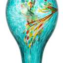 LUJII Hummingbird Feeder, Hand Blown Glass Hummingbird Feeder, Never Fade, 36 Fluid Ounces, 5 Feeding Metal Stations, Much Bigger, Garden Backyard Decorative, Containing Ant Moat (Blue)