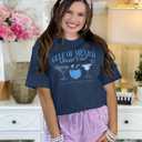 Gulf of Mexico Forever T Shirts for Women Vintage Graphic Oversized Shirt Retro Short Sleeve Loose Fit Tee Tops (Blue, M)