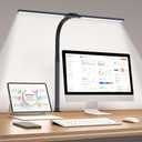 LED Desk Lamp for Home Office, Eye-Caring Desk Light with Clamp, 24W Double Head Architect Task Lamp Stepless Dimming, Flexible Gooseneck Bright Table Lamp for Study Reading Workbench Drafting