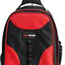 MELOTOUGH Wheeled Rolling Tool Backpack Heavy Duty Tradesman Pro Tool Organizer Including Laptop Sleeve (Red&Black)