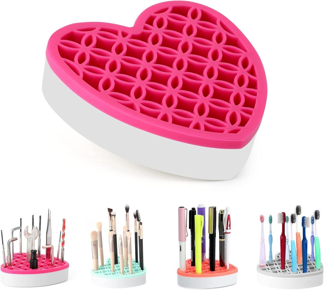 Silicone Makeup Brush Holder, Cosmetic Organizer, Pen Holder for Desk, Pencil Case, Sewing Tool, Beauty Tool, Brushes, Scissors, Toothbrush Holders (Pink)