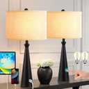 Lamp for Bedroom Set of 2 Lamps for Night Stand Black Bedside Lamps Modern Living Room End Table Lamps