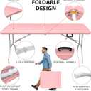 Portable 6Ft Plastic Folding Table, Heavy Duty 6ft Fold-in-Half Table with Carrying Handle, 6' Folding Utility Foldable Table for Picnic Party Camping Kitchen, Indoor/Outdoor (White)
