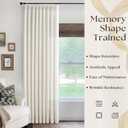 Natural Cream Pinch Pleated Linen Curtains 1 Panel for Living Room Bedroom Memory Training Shaped Semi Sheer Pleat Drapes with Hooks Rings Light Filtering Sliding Door Patio Window Curtain 60x108