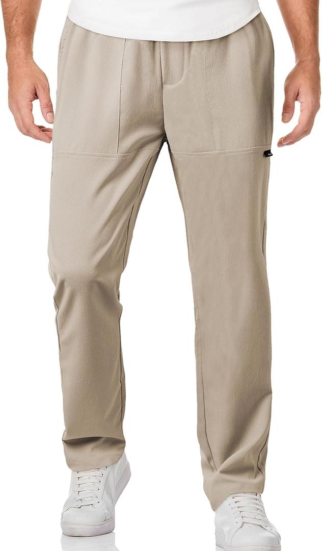 JMIERR Mens Casual Lightweight Pants Stretch Elastic Waist Drawstring Jogging Sweatpants Pants