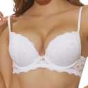 Push Up Bras for Women Add 2 Cups Sexy Lace Cleavage Extra Padded Plunge Bra Underwire 36B