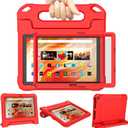 DJ&RPPQ Shockproof Kid-Proof Cover with Screen Protector Handle Incompatible iPad TCL Stand,Tablet Case for Kids 10in (13th/11th Generation, 2023/2021 Release),Red (W22U-Green)