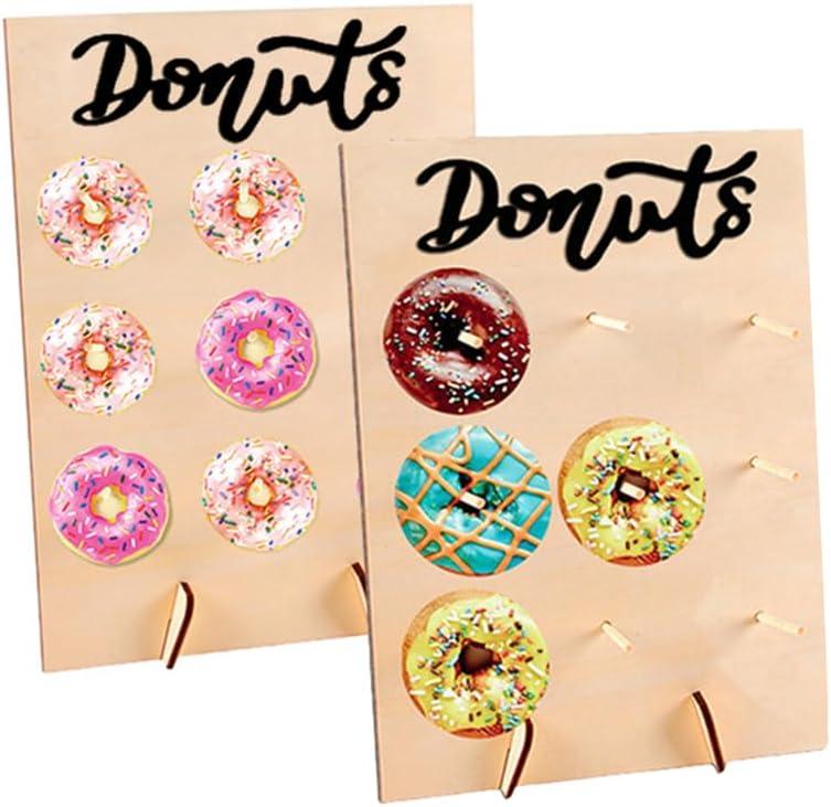 2 Pcs Wood Donut Wall Display Stand Reusable Rustic Doughnut Board Holder Donut Party Supplies for Wedding Birthday Family Party festival Table Decor