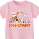 Girls Easter Shirts Kids Cotton Graphic Tees Casual T-Shirts 3-7 Years (Pink)