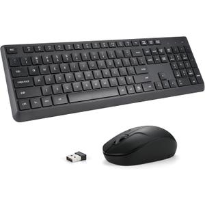 Wireless Keyboard and Mouse Combo for Windows, 2.4G Full-Sized External Cordless Computer Keyboard Mouse Combo for Laptop PC Desktop Chrome Mac, Number Pad 1600 DPI Silent Mouse USB Receiver (Black)