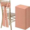 50 PCS Rose Gold Satin Chair Sashes Bows Universal Chair Ribbon Ties Back Sash for Wedding Party Reception Events Banquets Hotel Event Chair Cover Decoration (7x108 inch)