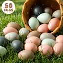 Beeveer 50 Pcs Plastic Easter Eggs Bulk for Easter Hunt 1.6 x 2.4 Inch Colorful Hanging Plastic Eggs for Basket Fillers Party Favor DIY Crafts Decoration(Morandi Color)