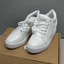 Women Wedges Sneakers with Hidden Heel Ankle High Platform Walking Shoes Fashion Bride Wedding Shoes (7.5, White-3" Heel-height)