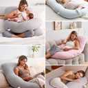 Momcozy Pregnancy Pillows for Sleeping, U Shaped Full Body Pillow for Pregnancy Women with Removable Jersey Cotton Cover, 57 Inch Maternity Pillow, Grey