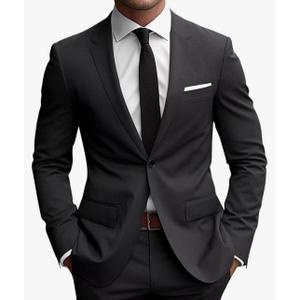 Wangyue 2 Piece Suit Men Slim Fit Suits for Mens One Button Men Suit Slim Fit Wedding Groomsmen Prom Homecoming Suits, L