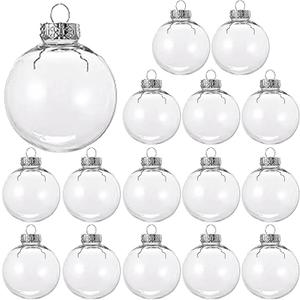 15 Pcs DIY Clear Fillable Christmas Ornaments, 2.36Inch Transparent Shatterproof Plastic Christmas Decorative Balls for Christmas, Halloween, Birthday, Wedding Decor, DIY Crafts Decorations (60 mm)