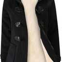 Gihuo Winter Jackets for Women Sherpa Lined Jacket Women Duffle Toggle Coat Hooded Fleece Jacket (Medium, Black)