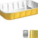 Aluminum Foil Pans,9x13,Heavy Duty Aluminum Pans, Disposable Aluminum Pans,Gold Foil Pans, Deep Container for Heating, Baking, Cooking, BBQs, Parties,Storing,Catering,118oz (5 Pack)