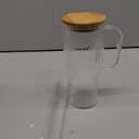 32oz Ribbed Glass Cup with Handle Bamboo Lid and StrawBorosilicate Glass Tumbler, Iced Coffee Cups Hot/Cold Drinks