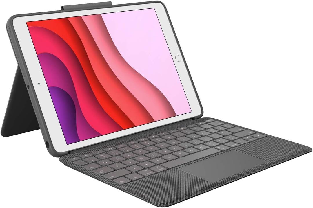 Logitech Combo Touch for iPad (7th, 8th and 9th Generation) Keyboard case with trackpad, Wireless Keyboard, Smart Connector Technology - Graphite