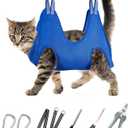 Pet Grooming Hammock for Small Dogs & Cats - Nail Trimming Sling with Clippers, Nail File, & Scissors - XXS Hanging Grooming Harness for Safe & Easy Nail Care (Blue)