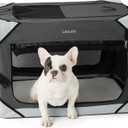 Lesure Collapsible Dog Crate - Portable Travel Kennel for Extra Small Dog, 4-Door Pet Crate with Mesh Windows, Indoor & Outdoor, Light Gray