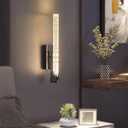 Bubble Glass Wall Sconce,LED Dimmable Wall Mount Light Fixture for Bathroom Hallway Bedroom,Modern Indoor Wall Lantern in Matte Black Finish with Crystal Bubble Column