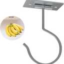 Self Adhesive Banana Hook Under Cabinet Foldable Banana Hanger Metal Under Counter Banana Hook to Keep Bananas Fresh Banana Holder for Kitchen RV Space Saving, Silver